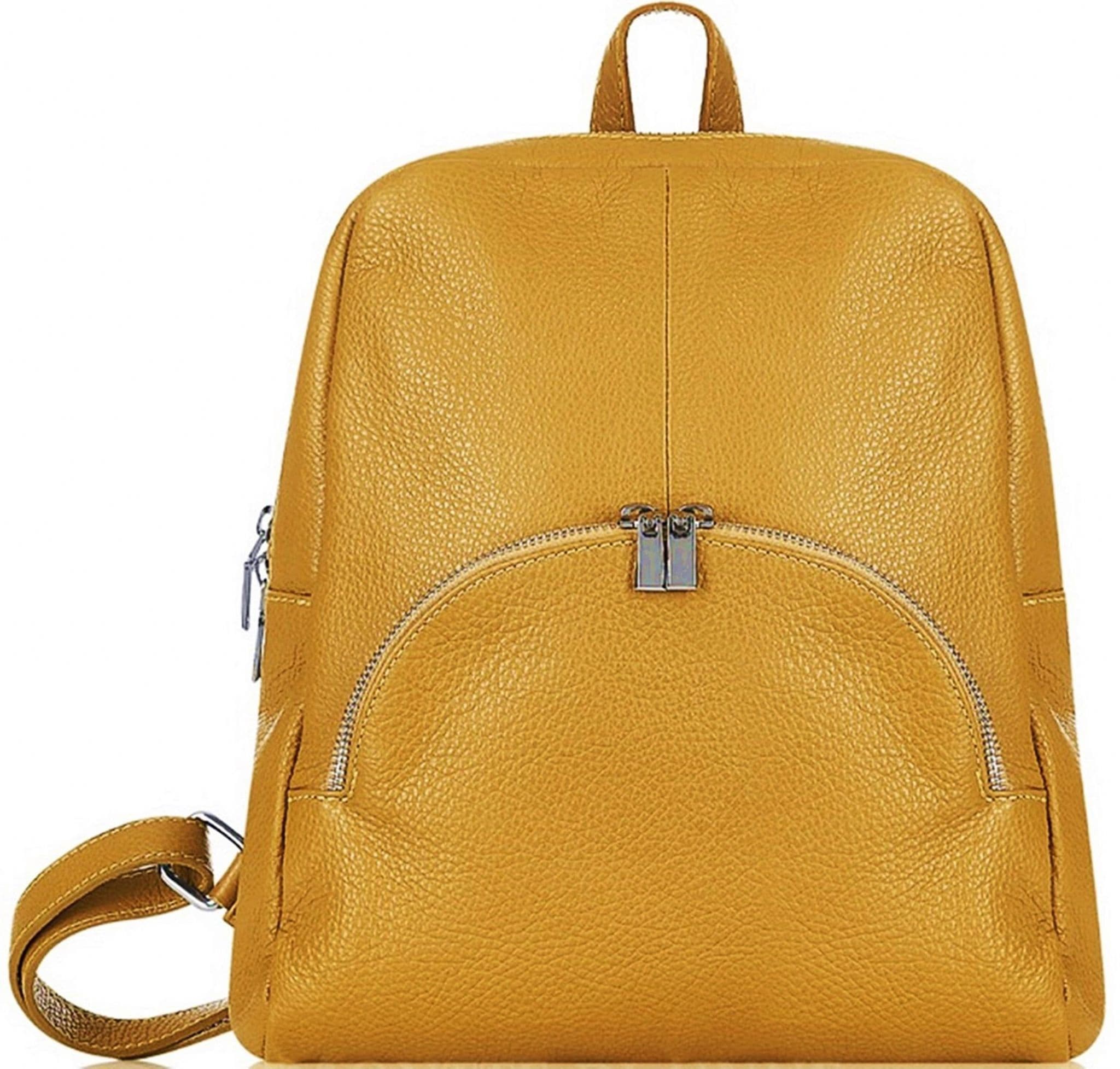 Soft Grained Italian Leather Rucksack Backpack Handmade Many Pockets & Compartments (Bright Colours)