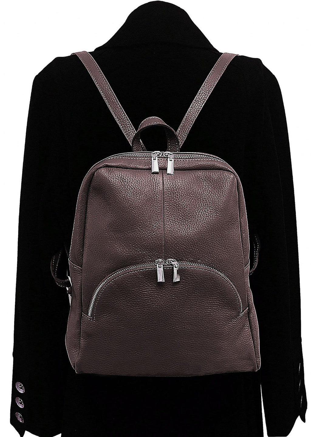 Soft Grained Italian Leather Rucksack Backpack Handmade Many Pockets & Compartments (Dark Colours)