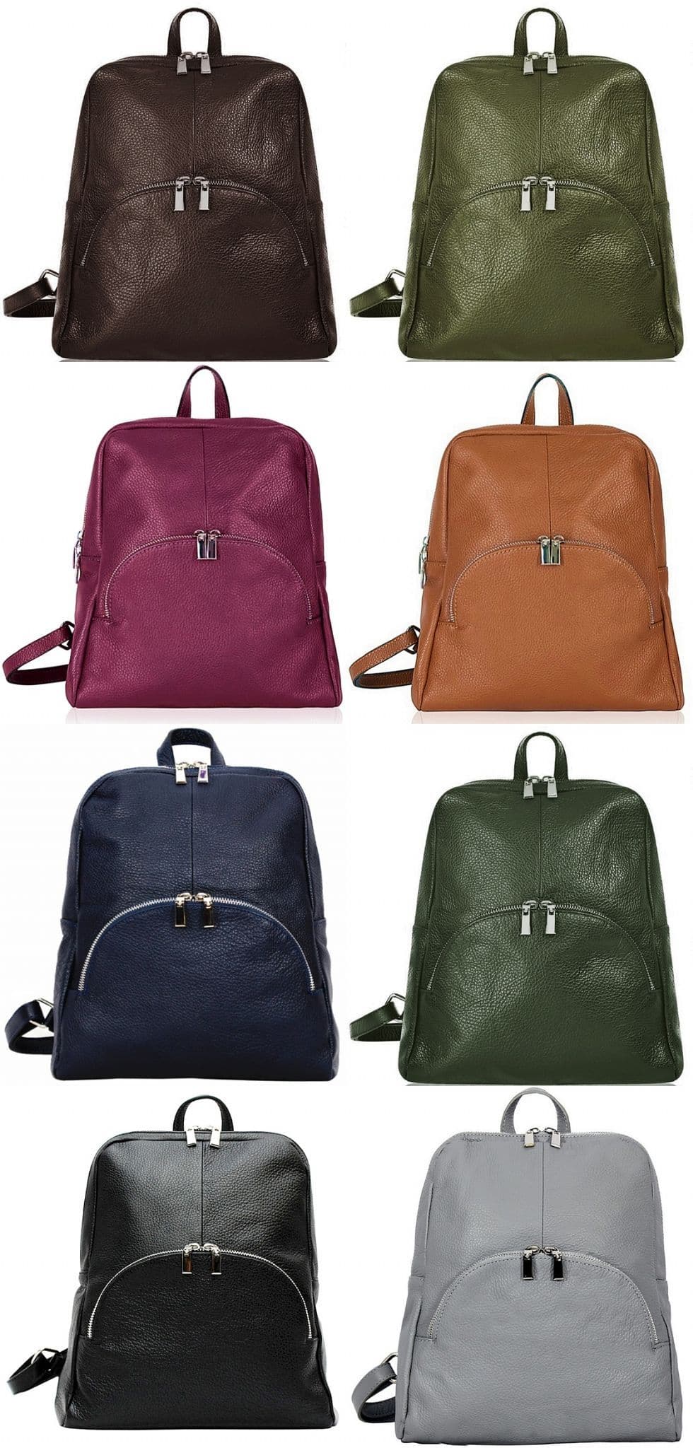 Soft Grained Italian Leather Rucksack Backpack Handmade Many Pockets & Compartments (Dark Colours)