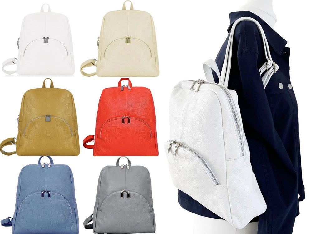 Soft Grained Italian Leather Rucksack Backpack Handmade Many Pockets & Compartments (Dark Colours)