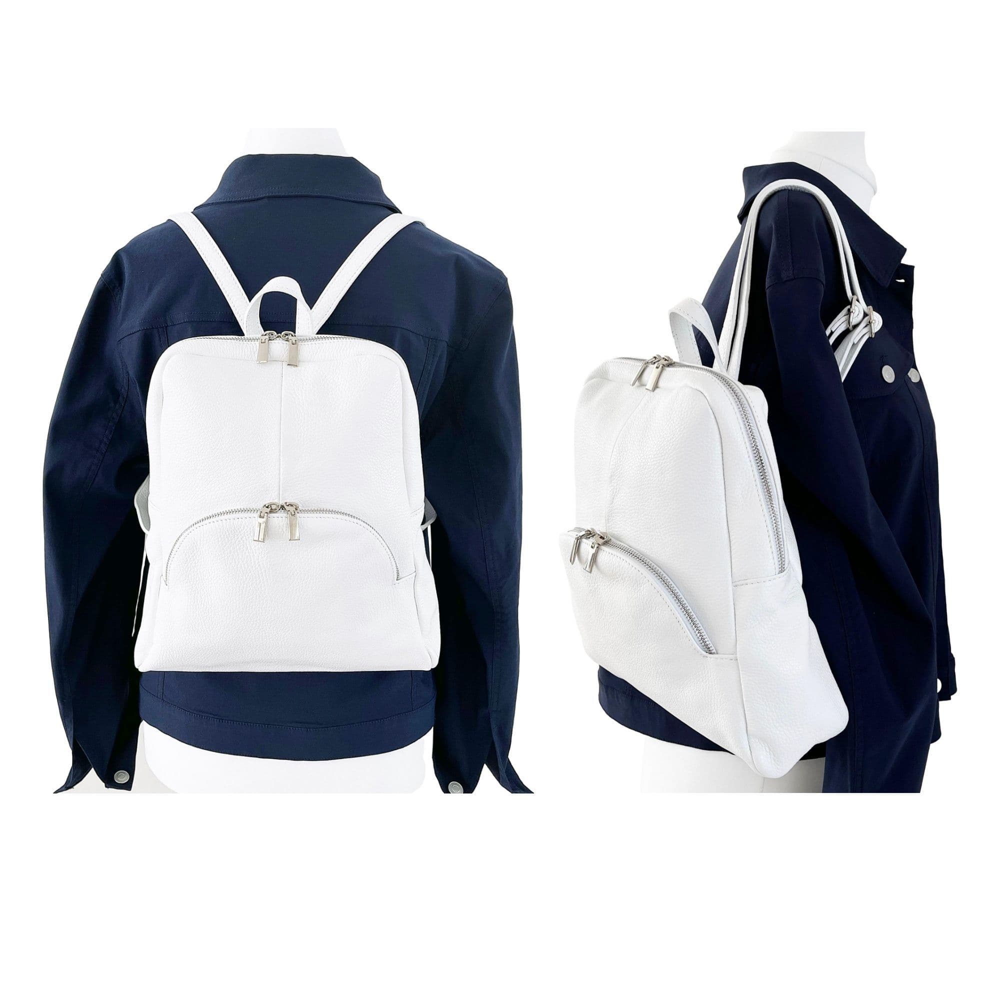 Soft Grained Italian Leather Rucksack Backpack Handmade Many Pockets & Compartments (Dark Colours)