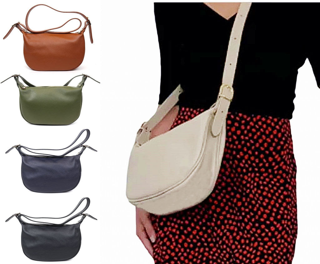 Soft Italian Leather Slouch Bag Crossbody Sling Bag Shoulder Slouch Bag (Darker Colours)