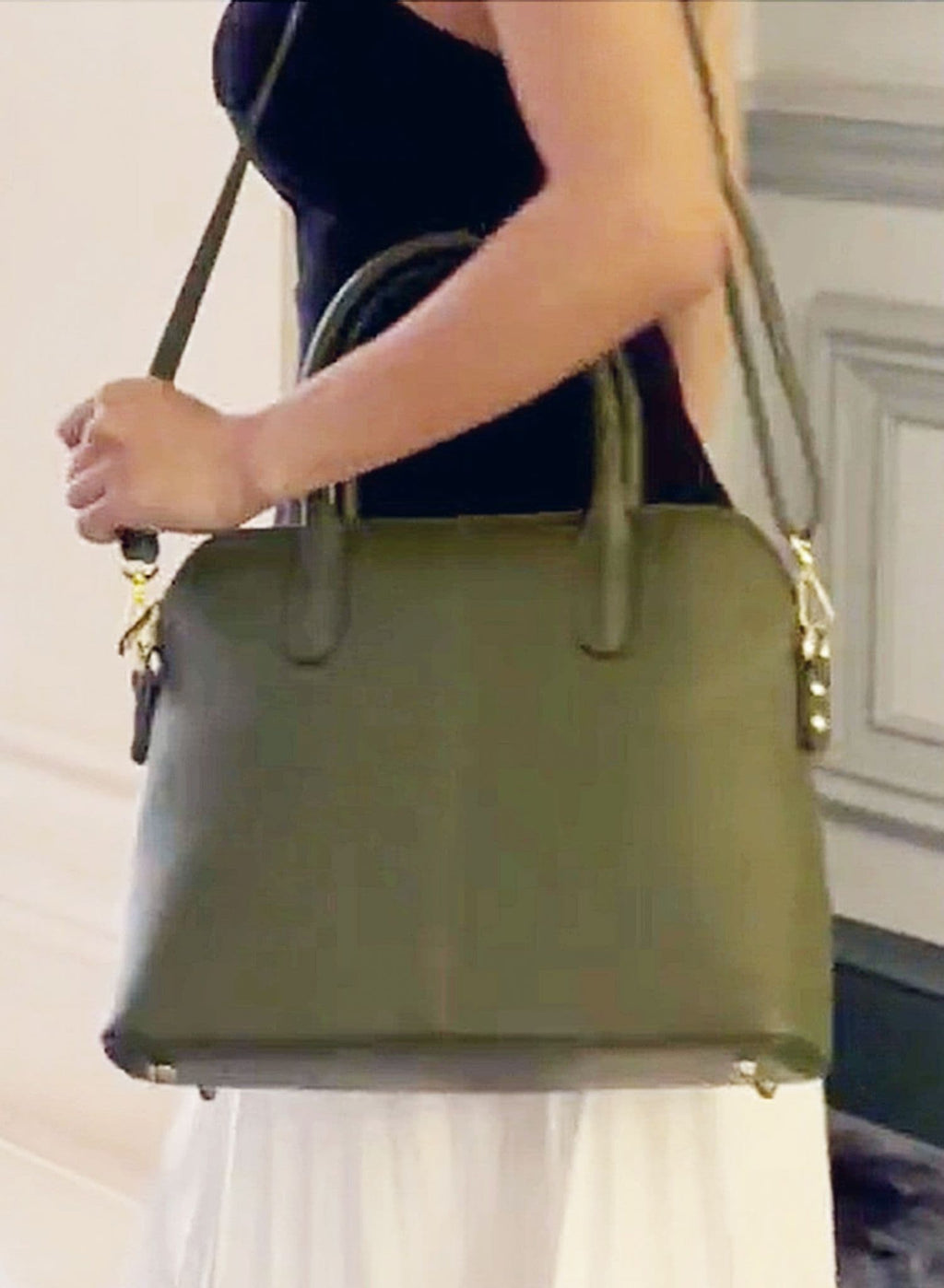 Structured Leather Handbag, Vera Pelle, Top Handle Bag, Bowling  Bag, Shoulder Bag