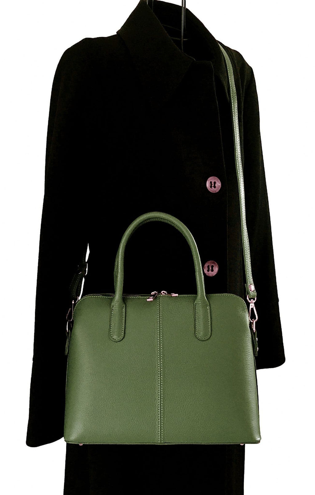 Structured Leather Handbag, Vera Pelle, Top Handle Bag, Bowling  Bag, Shoulder Bag