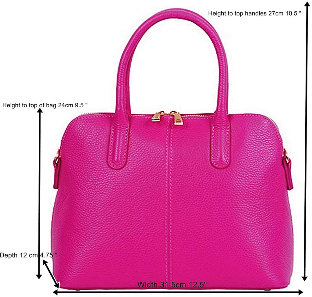 Structured Leather Handbag, Vera Pelle, Top Handle Bag, Bowling  Bag, Shoulder Bag