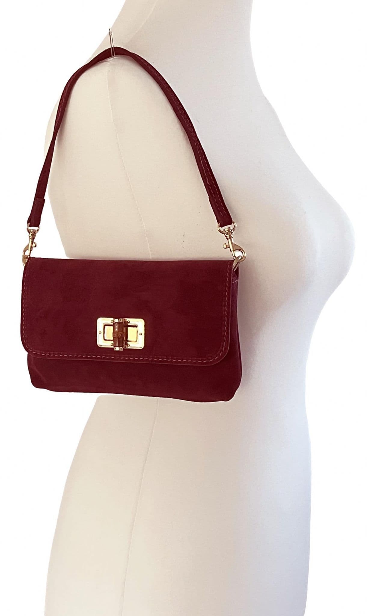 Suede Crossbody Bag, Shoulder Bag Clutch Bag Turn Lock Shoulder Bag Evening Bag