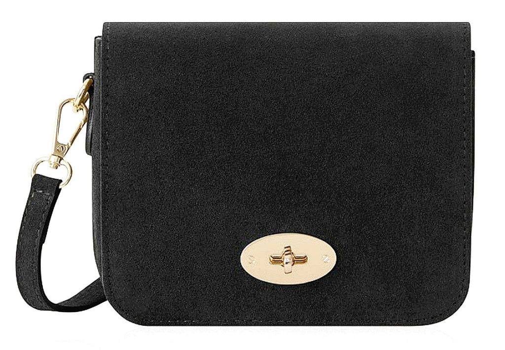 Suede Crossbody Bag Turn Lock Shoulder Bag Saddle Style Bag