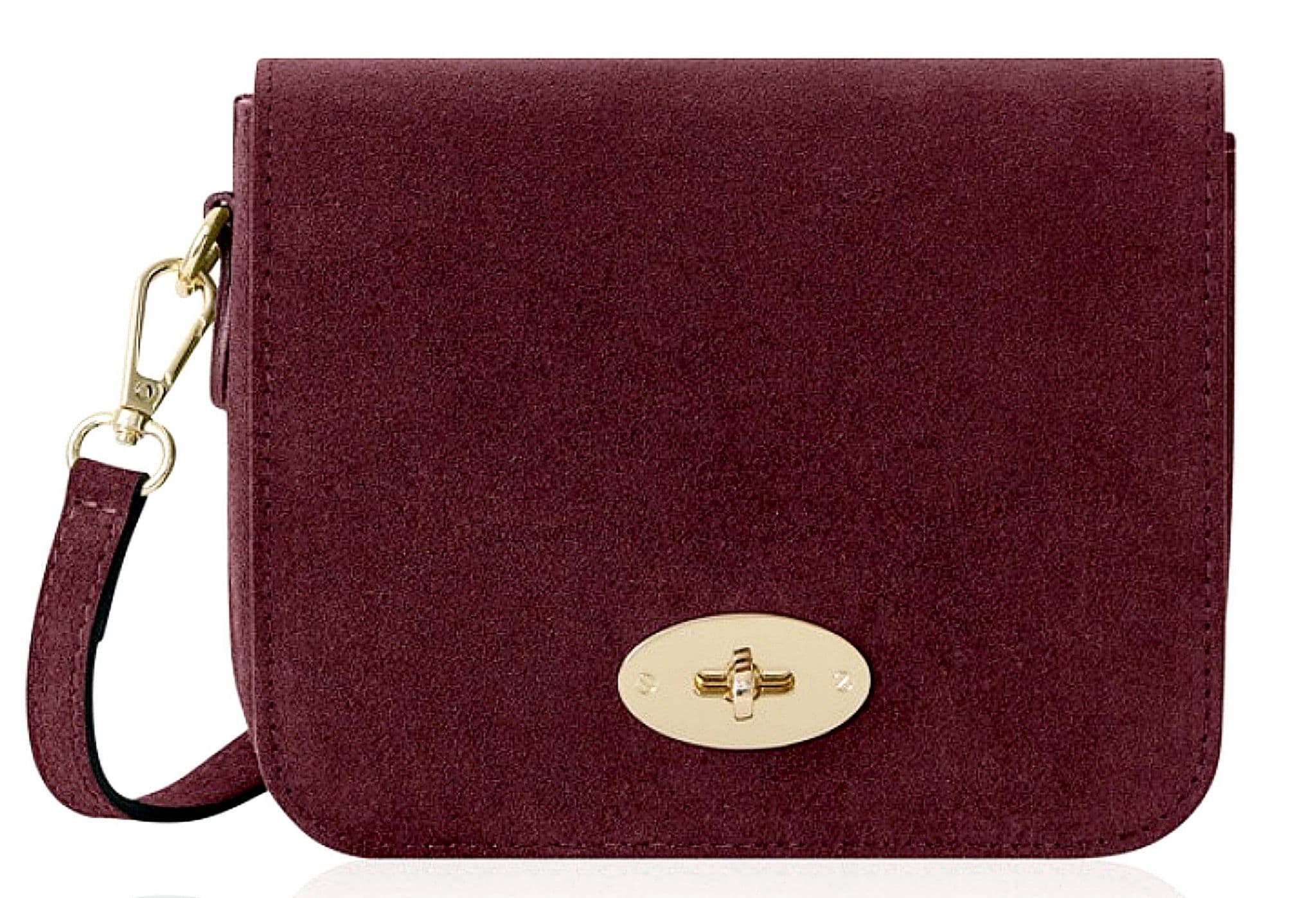 Suede Crossbody Bag Turn Lock Shoulder Bag Saddle Style Bag