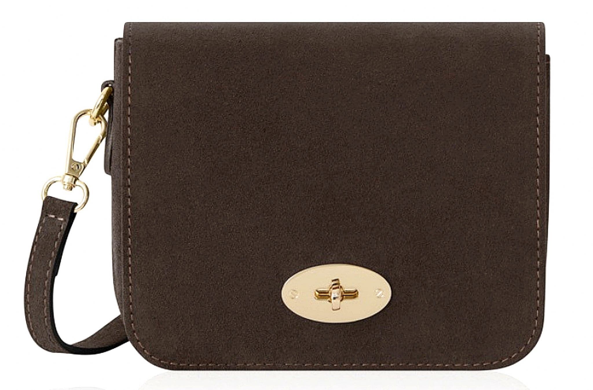 Suede Crossbody Bag Turn Lock Shoulder Bag Saddle Style Bag