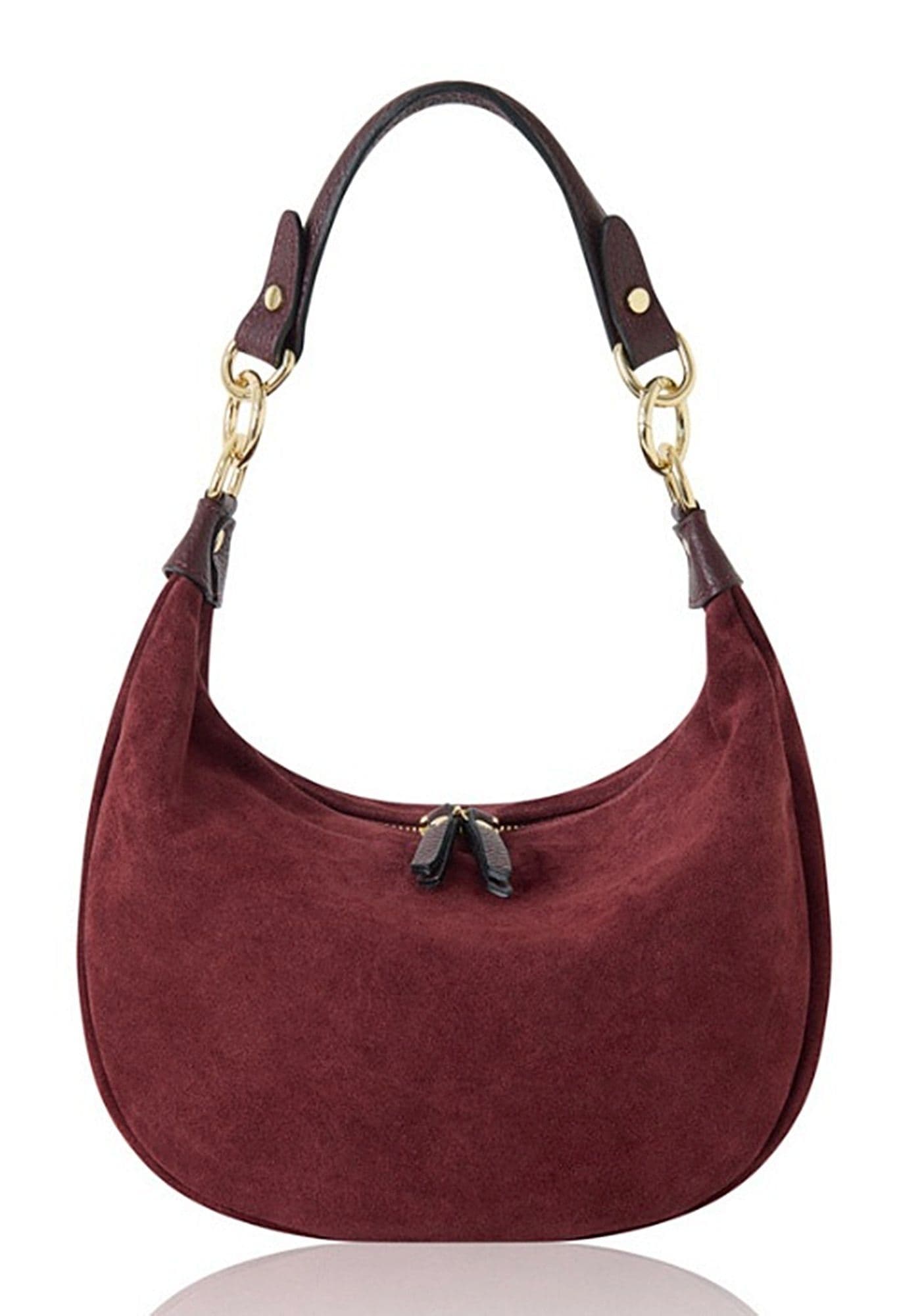 Suede Shoulder & Crossbody Bag Italian Suede & Leather With 2 Handles (Long & Short)