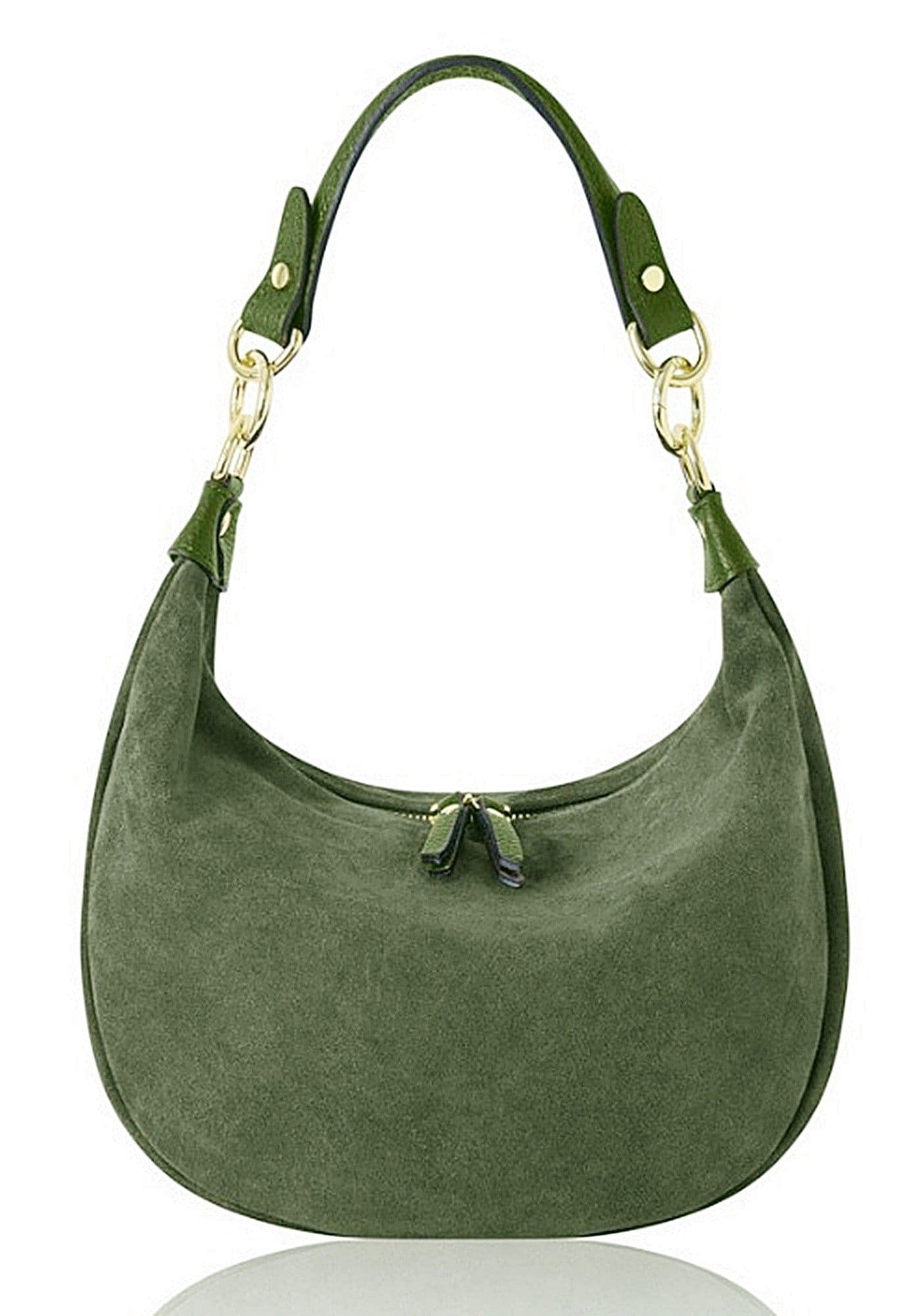 Suede Shoulder & Crossbody Bag Italian Suede & Leather With 2 Handles (Long & Short)