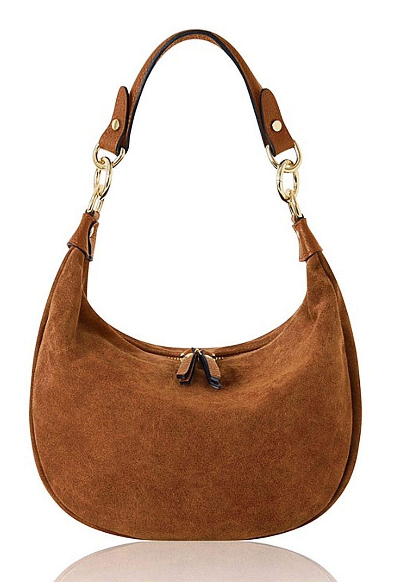 Suede Shoulder & Crossbody Bag Italian Suede & Leather With 2 Handles (Long & Short)
