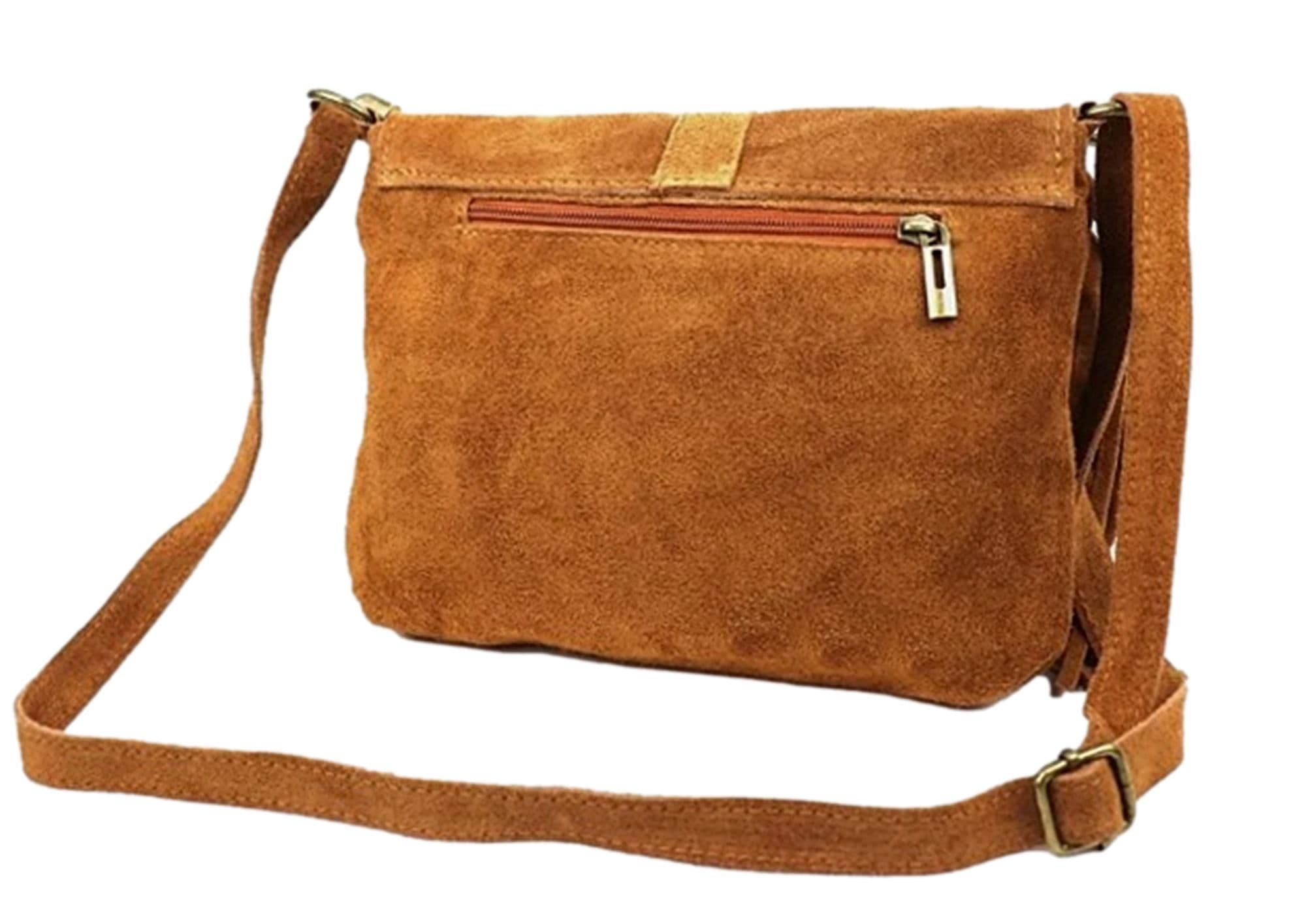 Suede Tassel Crossbody Bag Shoulder Bag Italian Suede Adjustable Length Strap (Med)