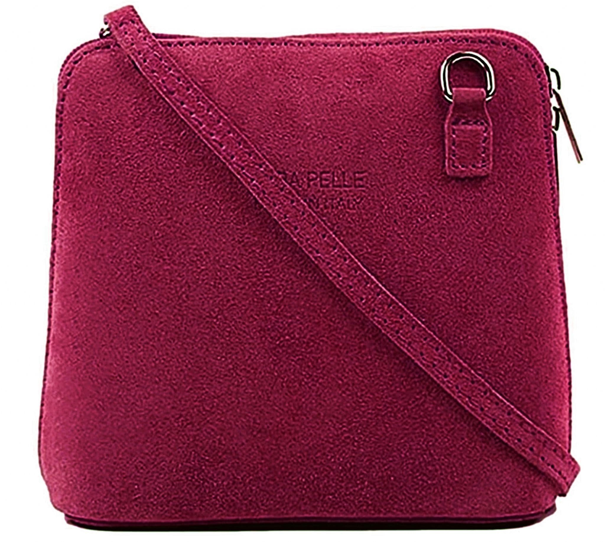 Suede Vera Pelle Crossbody Bag Shoulder Handbag Small Cute Italian Suede Bag