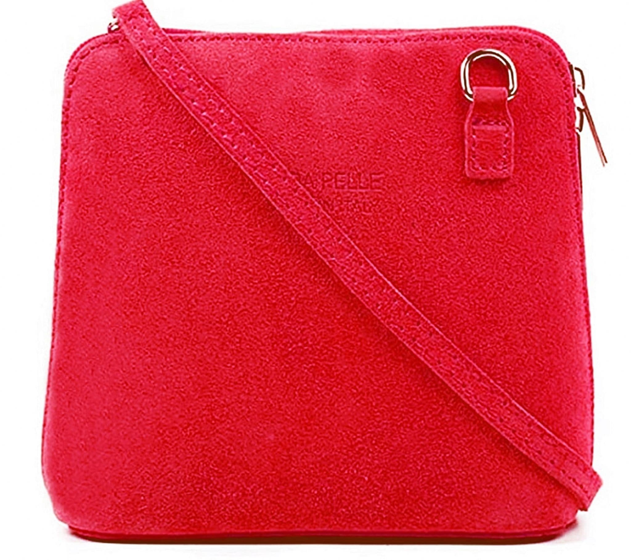 Suede Vera Pelle Crossbody Bag Shoulder Handbag Small Cute Italian Suede Bag