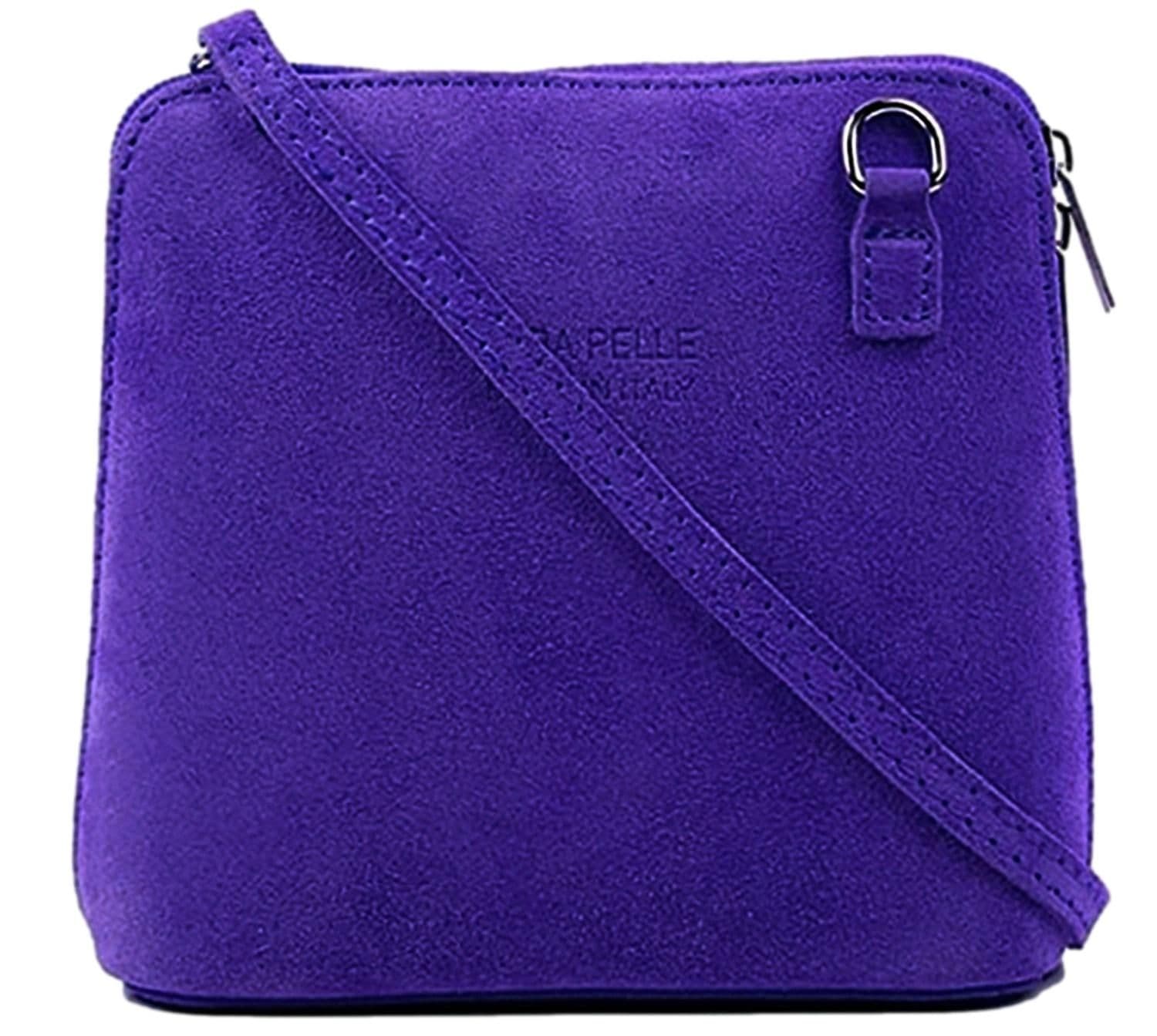 Suede Vera Pelle Crossbody Bag Shoulder Handbag Small Cute Italian Suede Bag