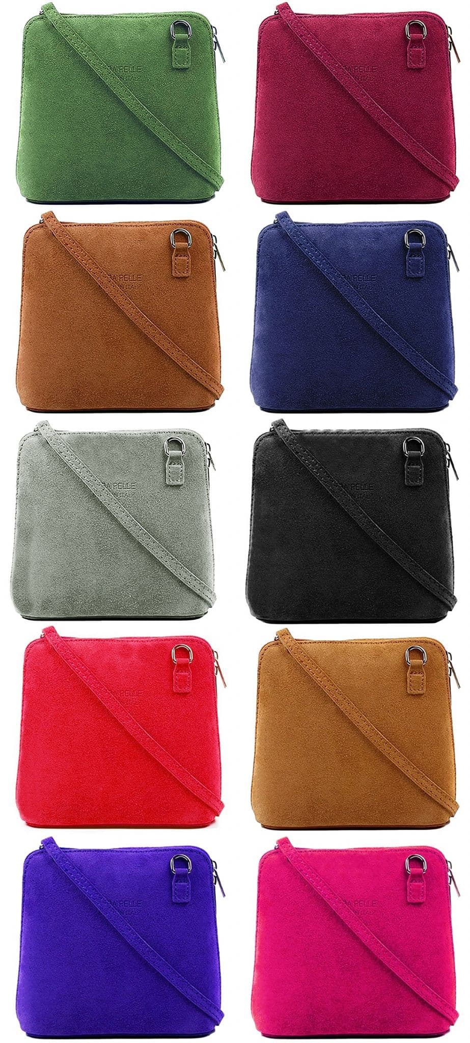 Suede Vera Pelle Crossbody Bag Shoulder Handbag Small Cute Italian Suede Bag