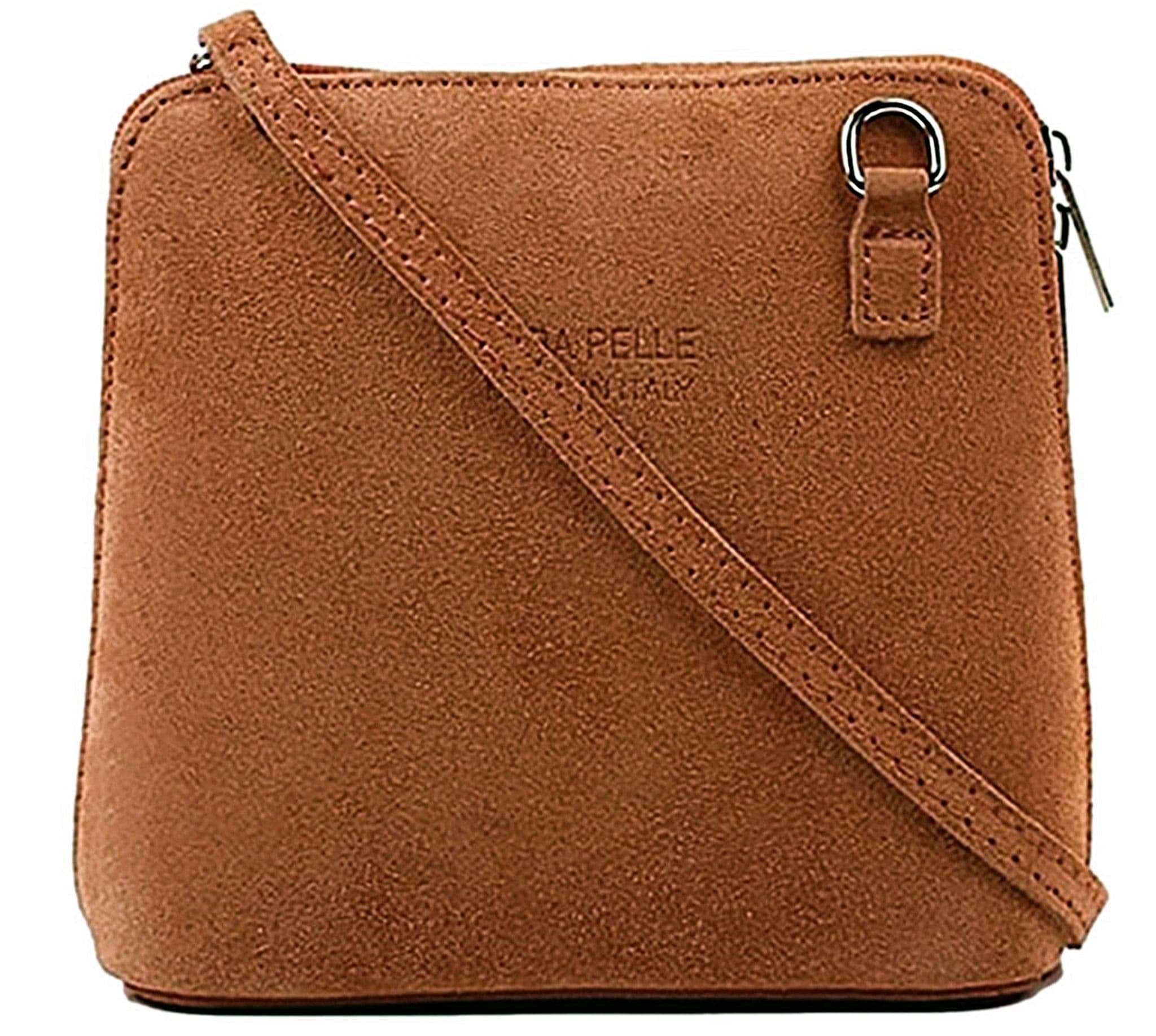 Suede Vera Pelle Crossbody Bag Shoulder Handbag Small Cute Italian Suede Bag