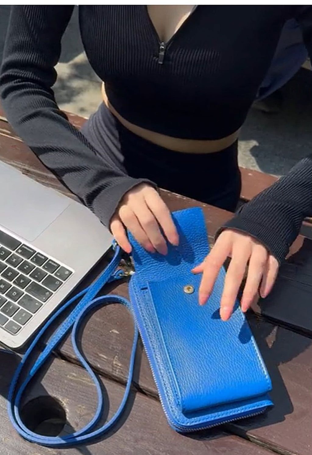 Leather Phone Bag Purse Crossbody Shoulder Bag  Pouch Wallet Clutch Metallic (Silver Trims)