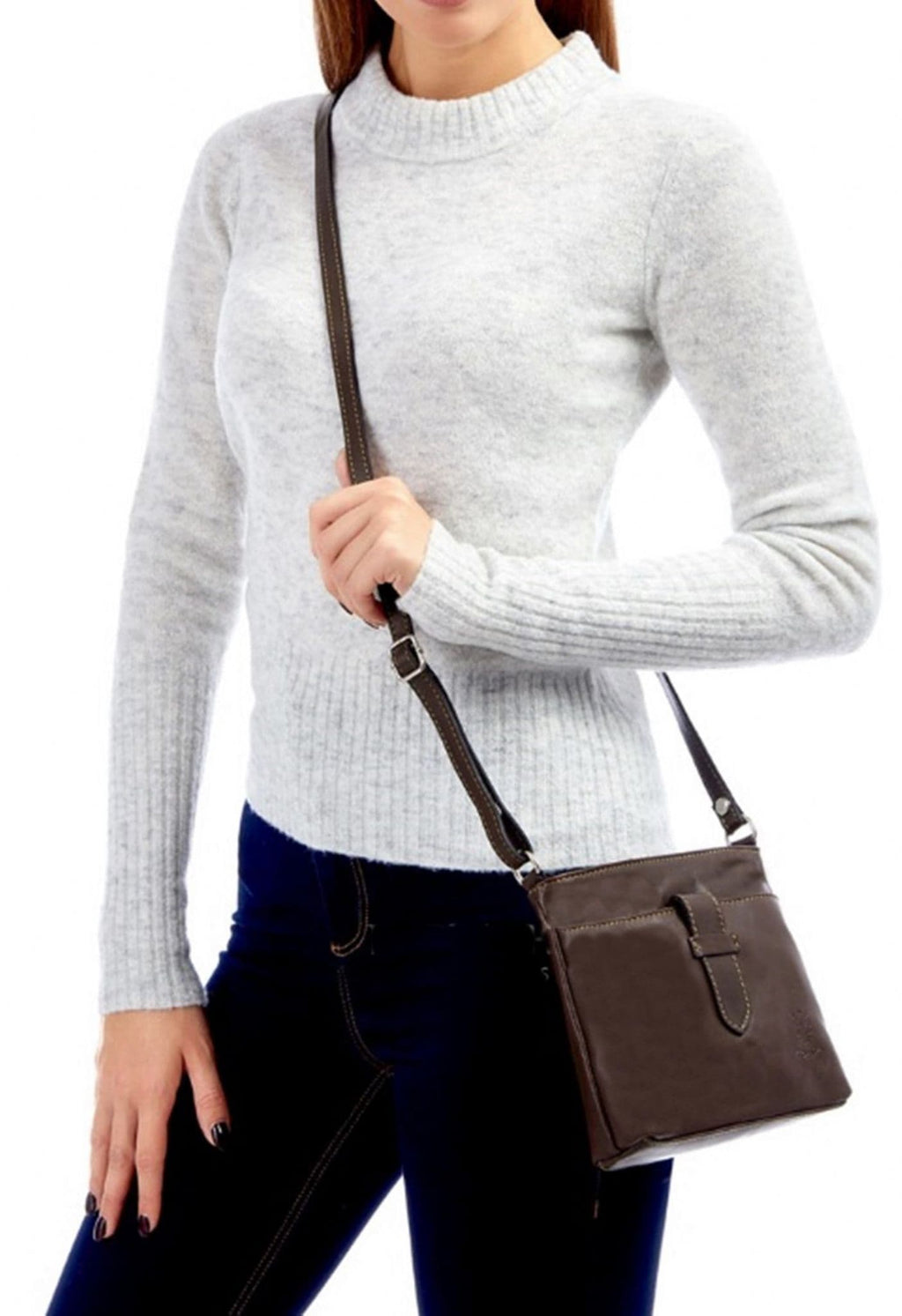 Vera Pelle Crossbody Shoulder Bag with Adjustable Strap Soft Italian Leather