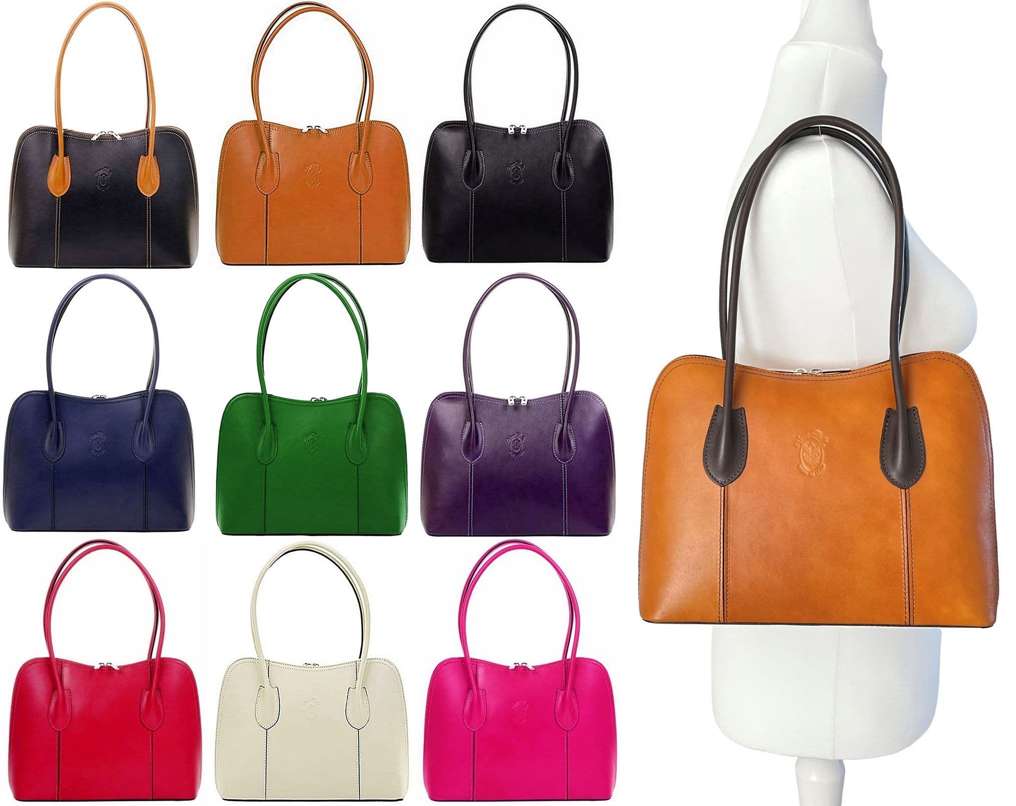 Vera Pelle Grab Bag Shoulder Bag Italian Leather Smooth Finish Stunning Handbag