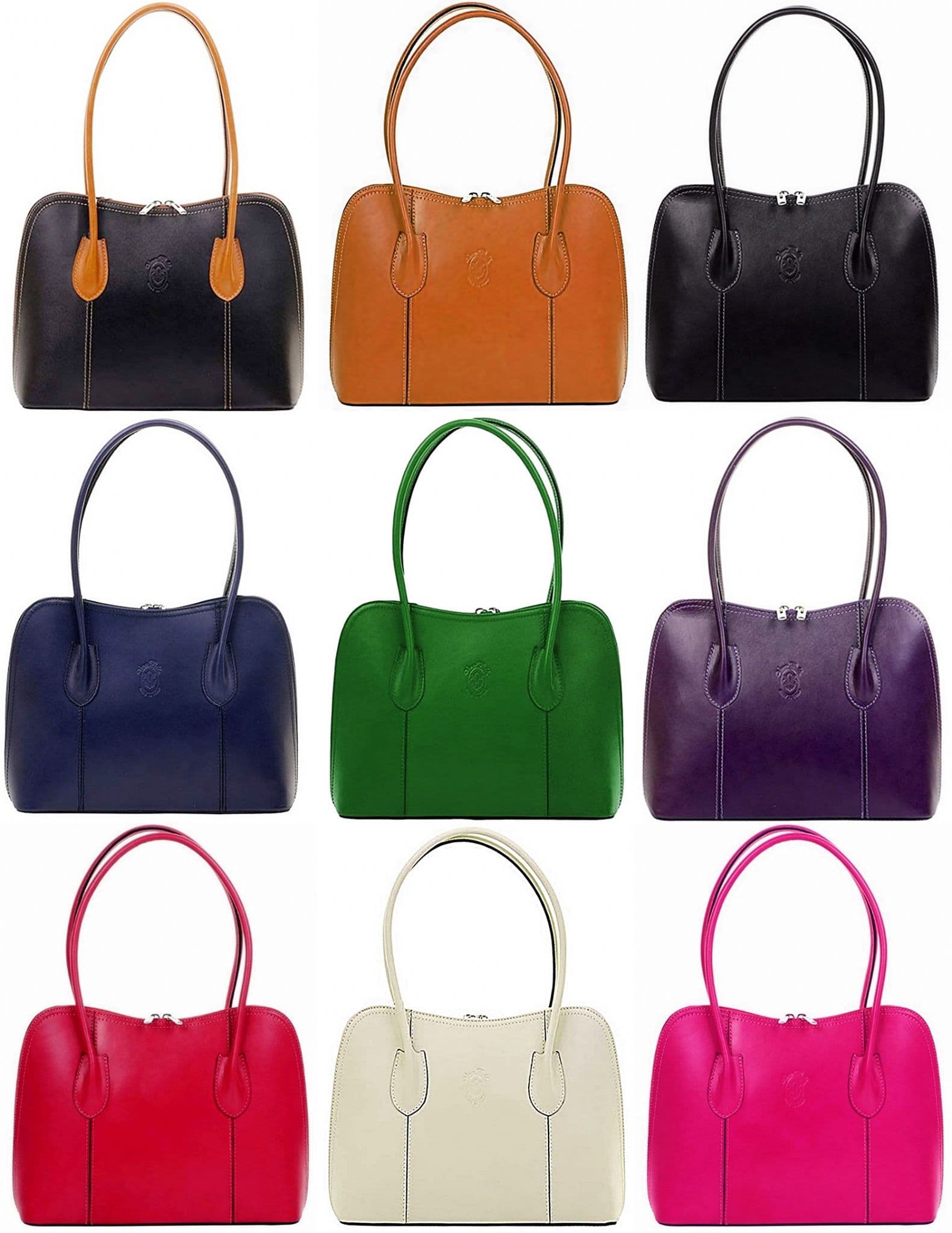 Vera Pelle Grab Bag Shoulder Bag Italian Leather Smooth Finish Stunning Handbag