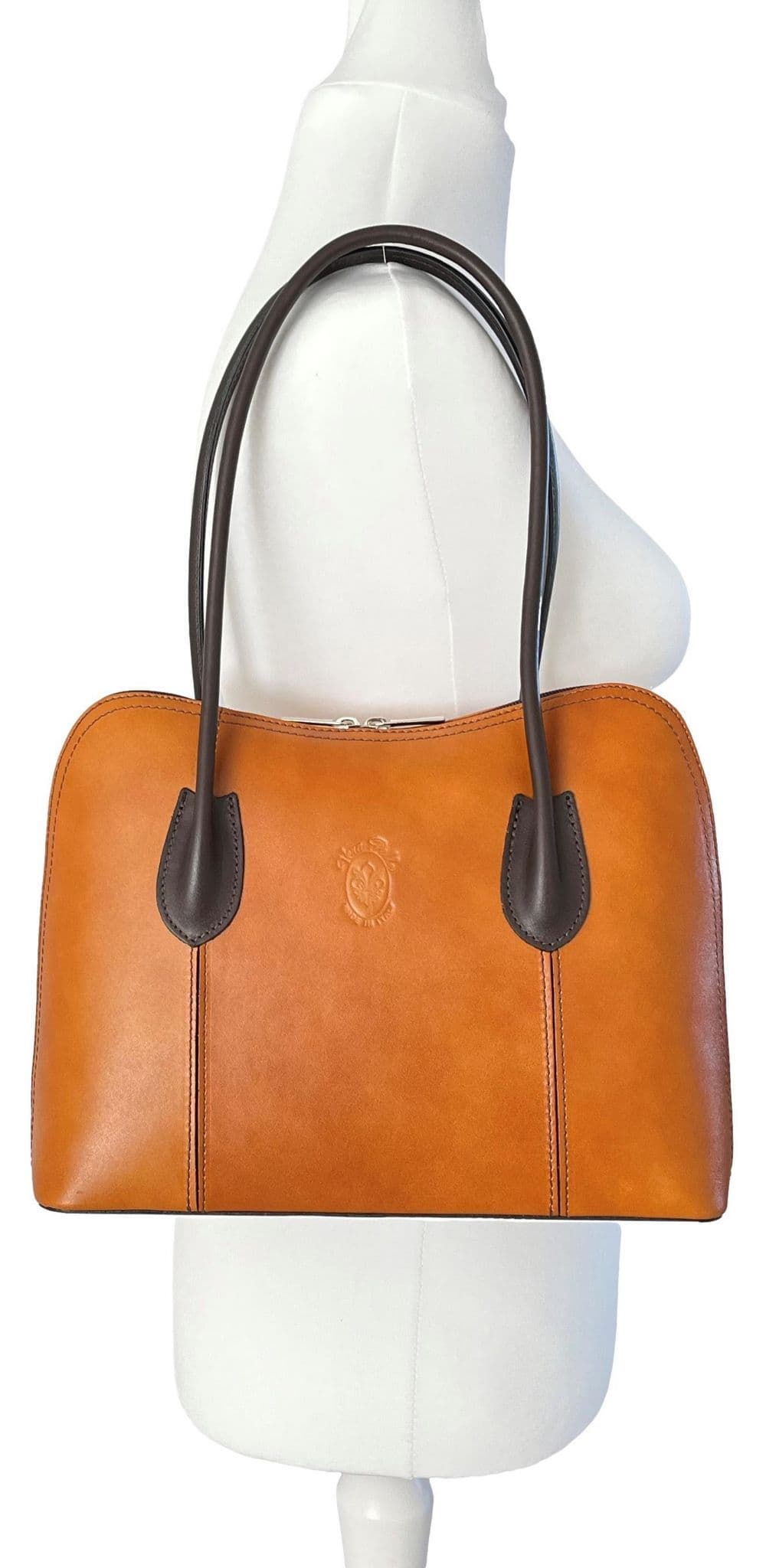 Vera Pelle Grab Bag Shoulder Bag Italian Leather Smooth Finish Stunning Handbag