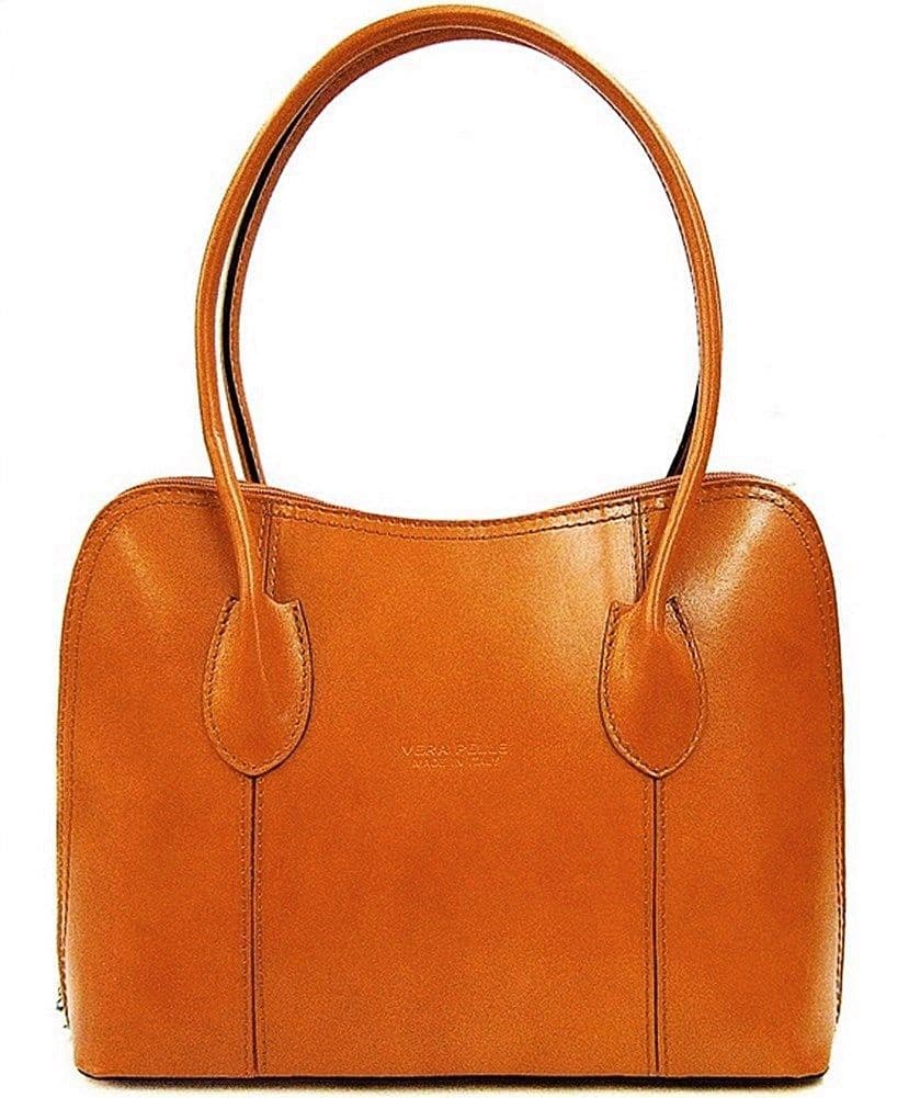 Vera Pelle Grab Bag Shoulder Bag Italian Leather Smooth Finish Stunning Handbag