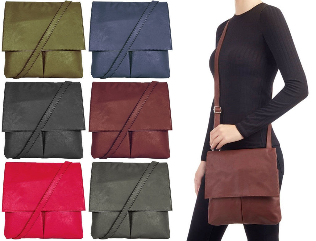 Vera Pelle Messenger Crossbody Bag 5 Pocket  Shoulder Bag Super Soft Italian Leather