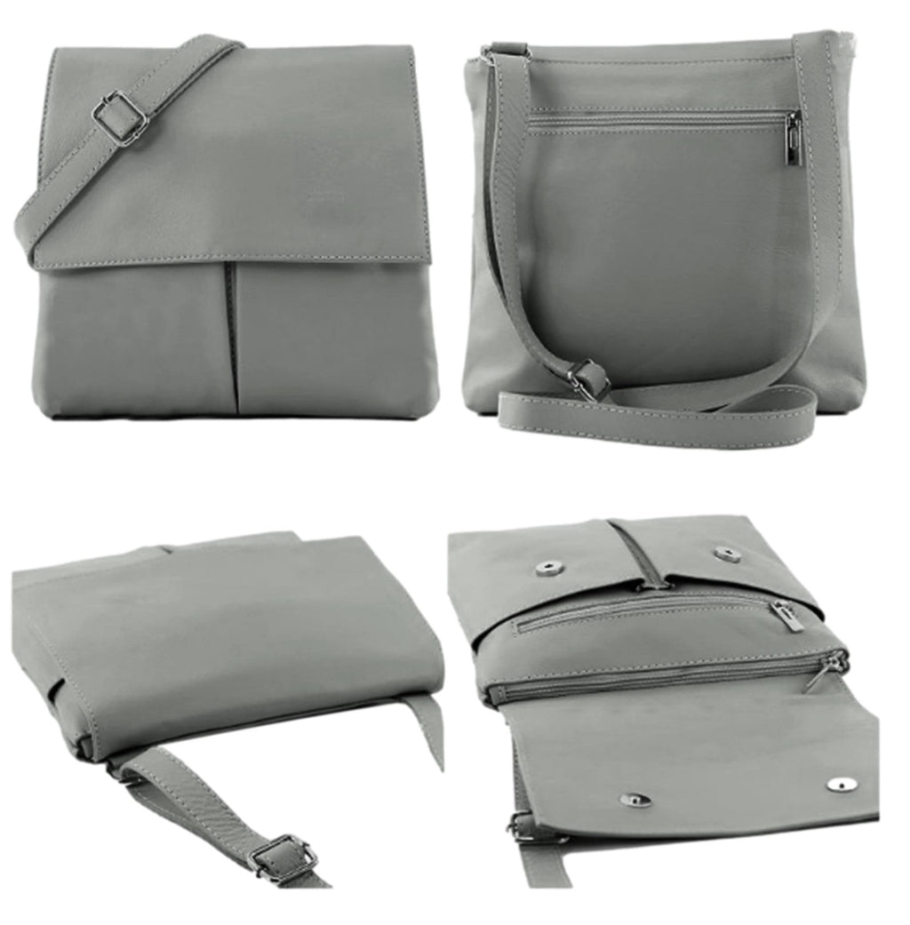 Vera Pelle Messenger Crossbody Bag 5 Pocket  Shoulder Bag Super Soft Italian Leather