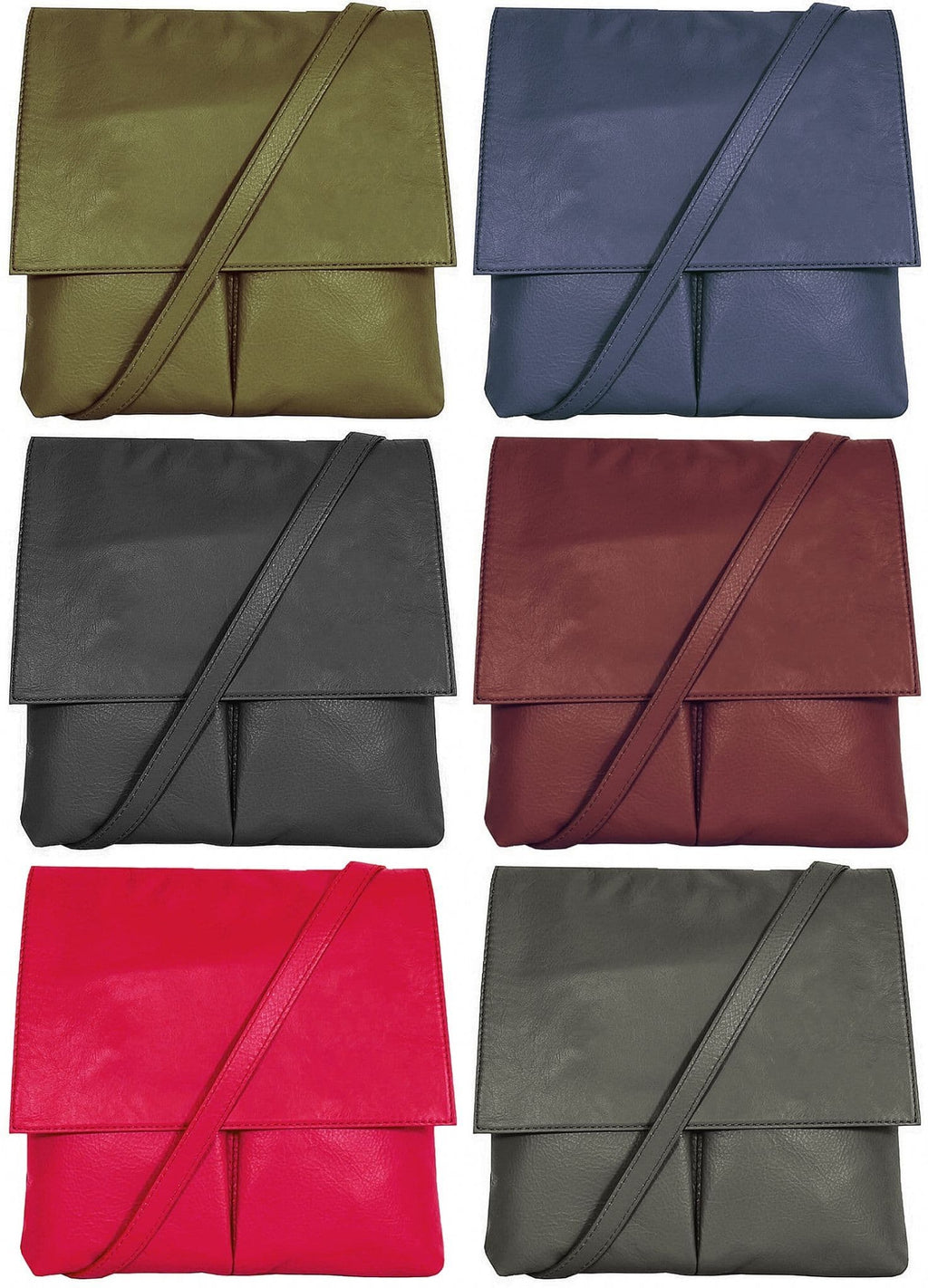 Vera Pelle Messenger Crossbody Bag 5 Pocket  Shoulder Bag Super Soft Italian Leather