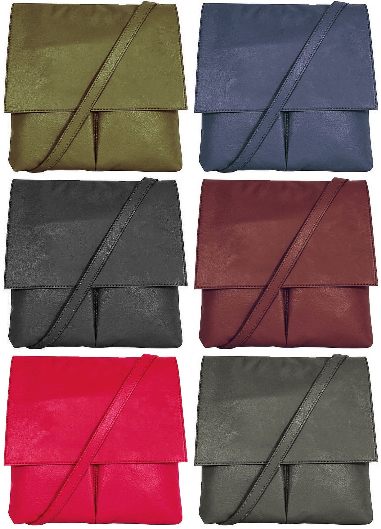 Vera Pelle Messenger Crossbody Bag 5 Pocket  Shoulder Bag Super Soft Italian Leather