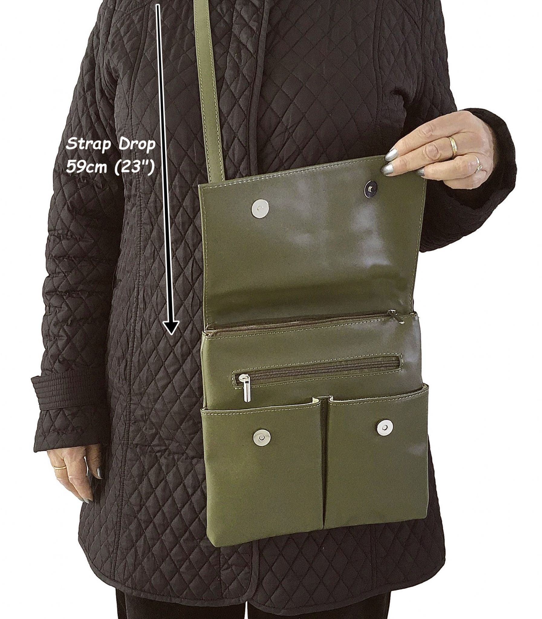 Vera Pelle Messenger Crossbody Bag 5 Pocket  Shoulder Bag Super Soft Italian Leather