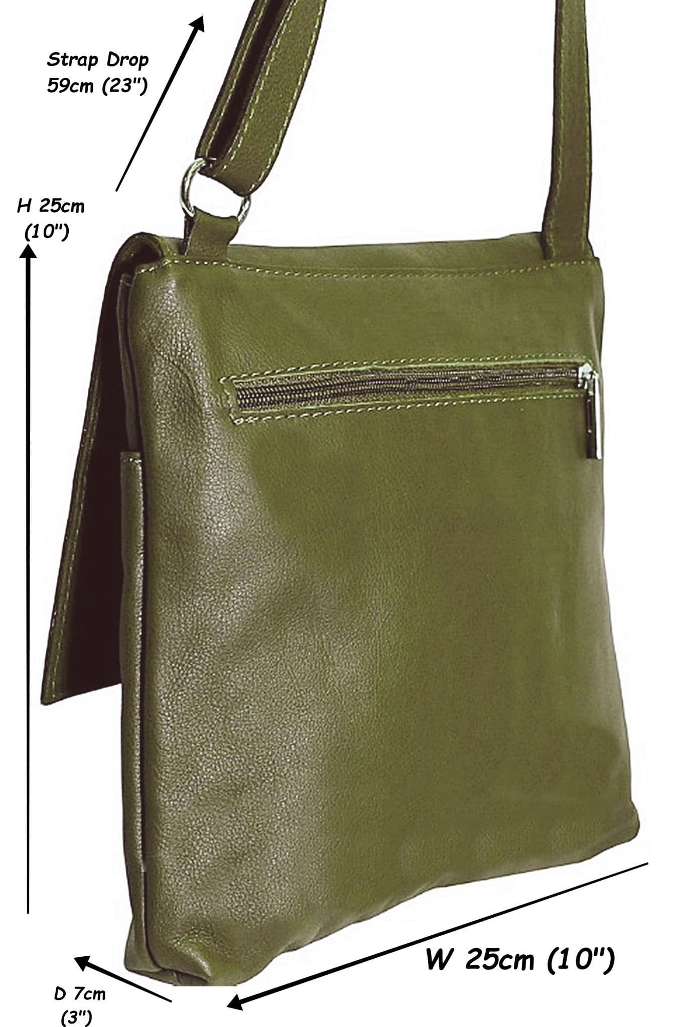 Vera Pelle Messenger Crossbody Bag 5 Pocket  Shoulder Bag Super Soft Italian Leather