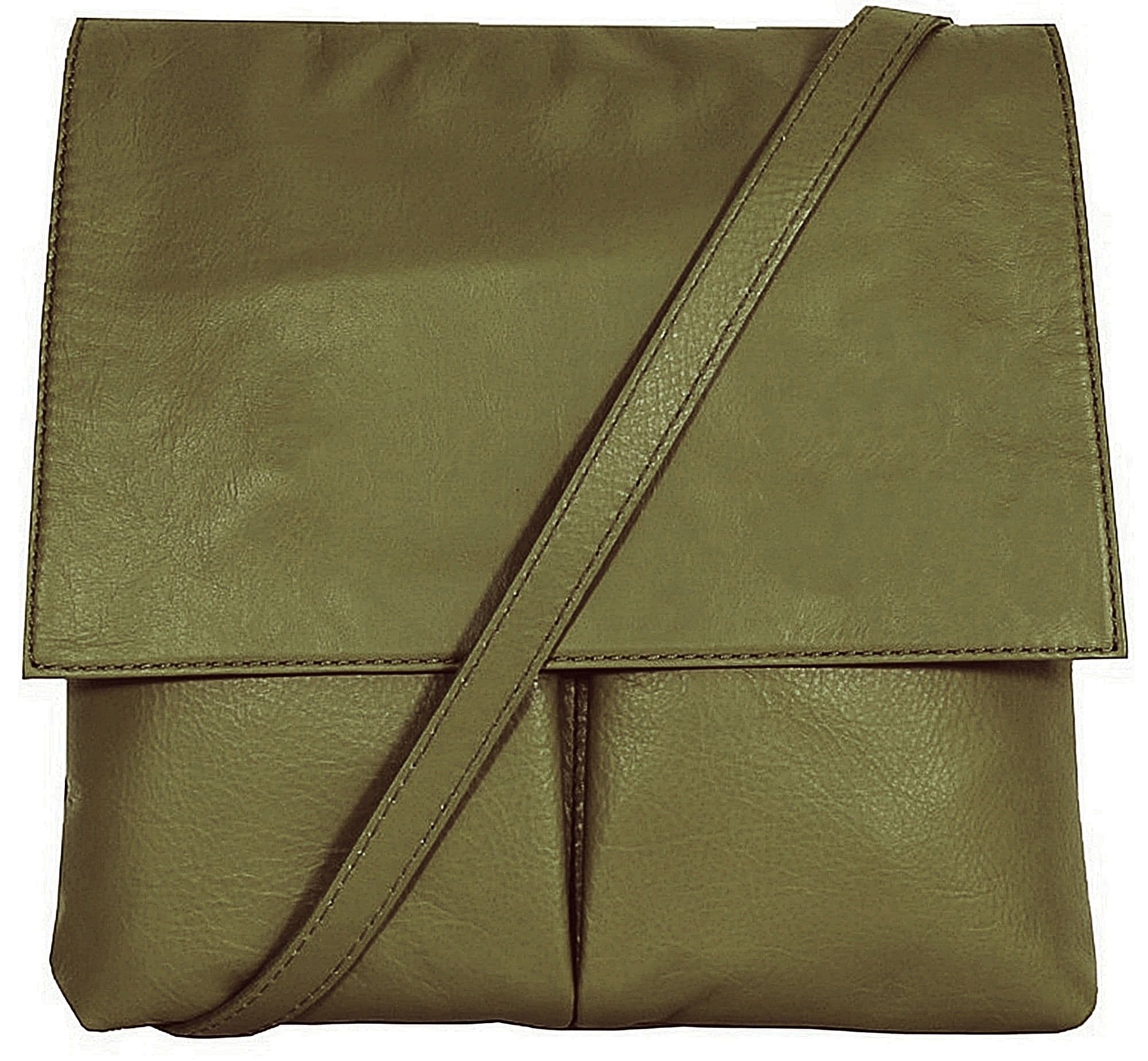 Vera Pelle Messenger Crossbody Bag 5 Pocket  Shoulder Bag Super Soft Italian Leather