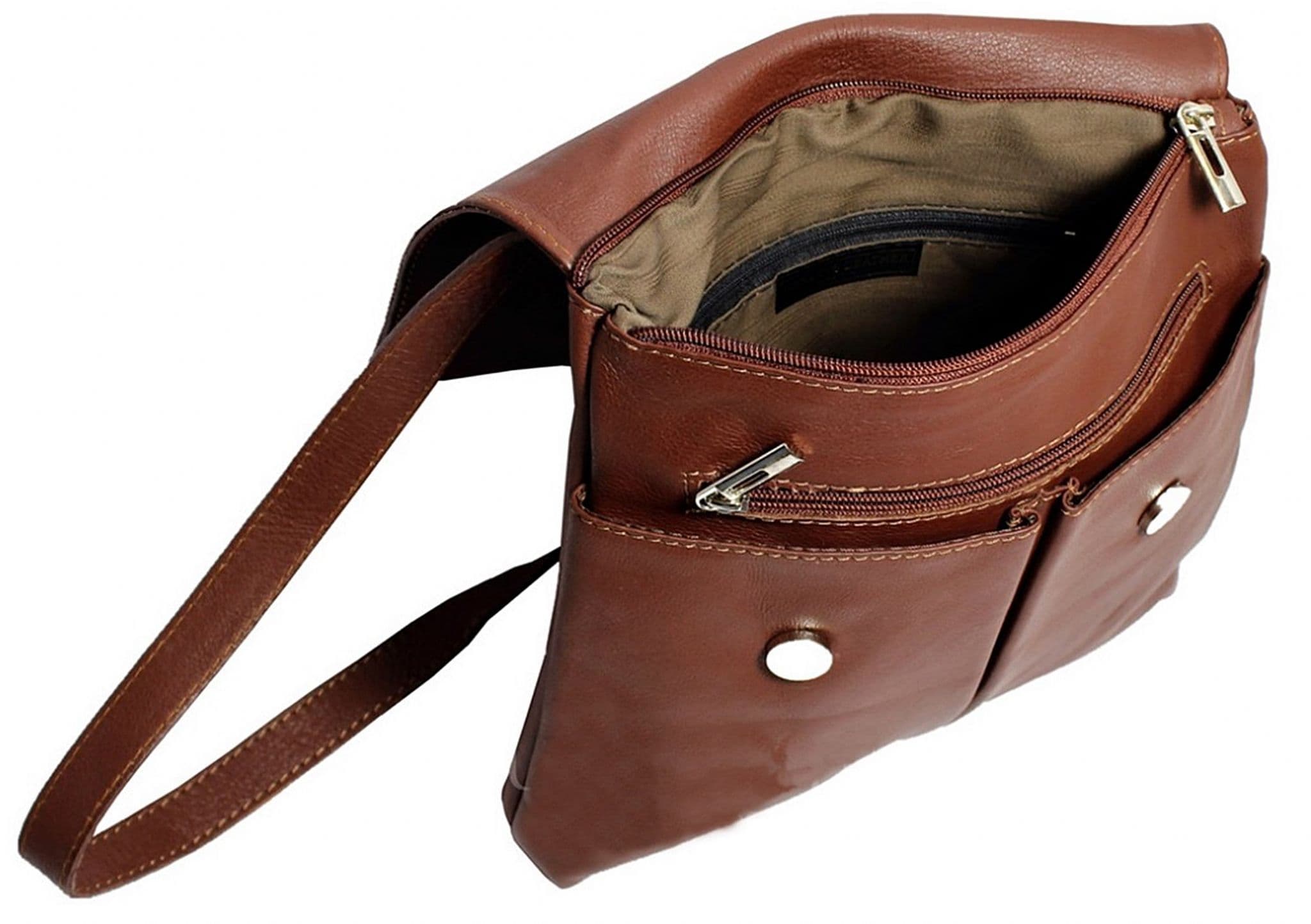 Vera Pelle Messenger Crossbody Bag 5 Pocket  Shoulder Bag Super Soft Italian Leather