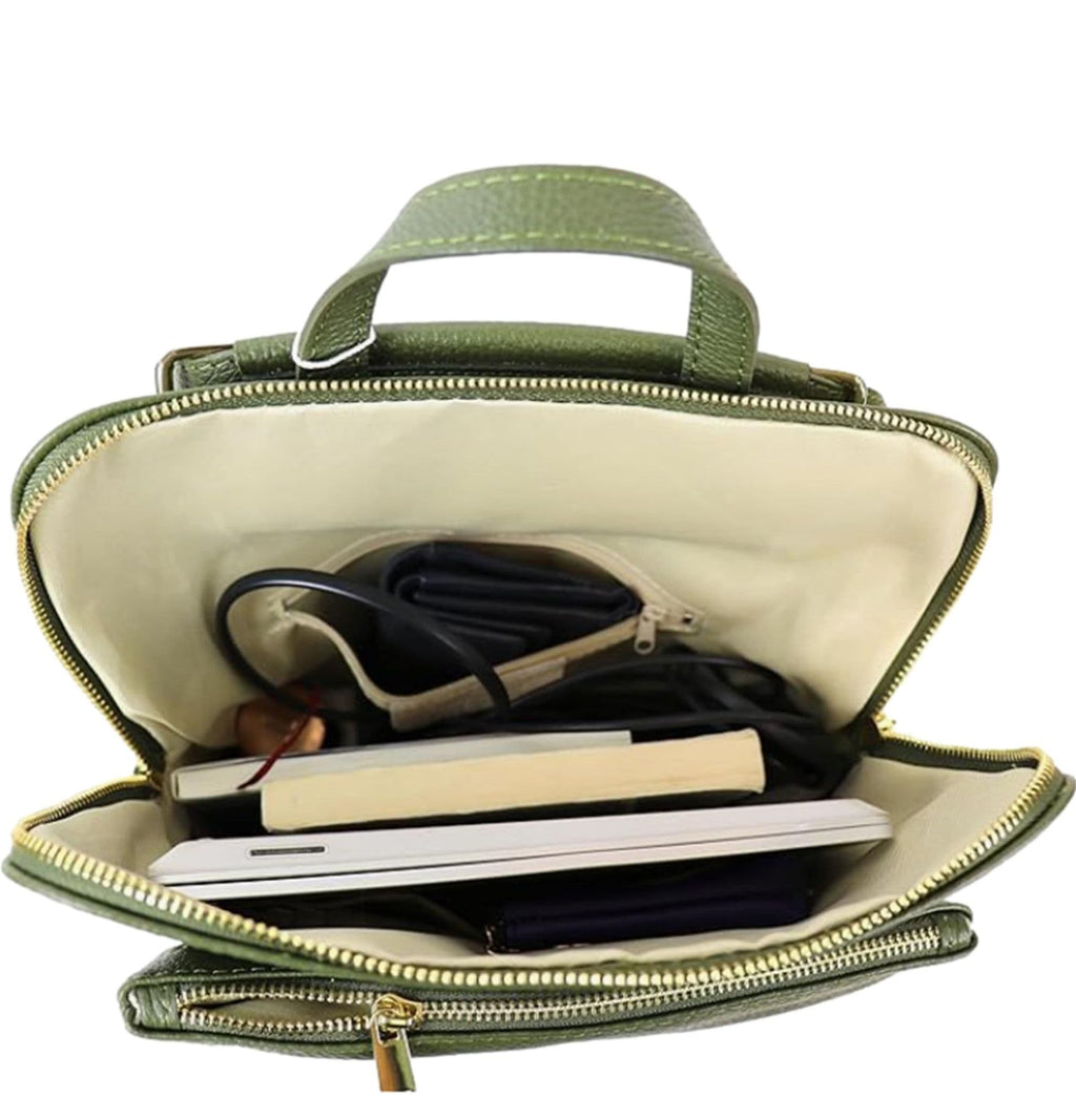 Vera Pelle Rucksack Italian Soft Leather Laptop Bag Shoulder Crossbody Top Handle Bag