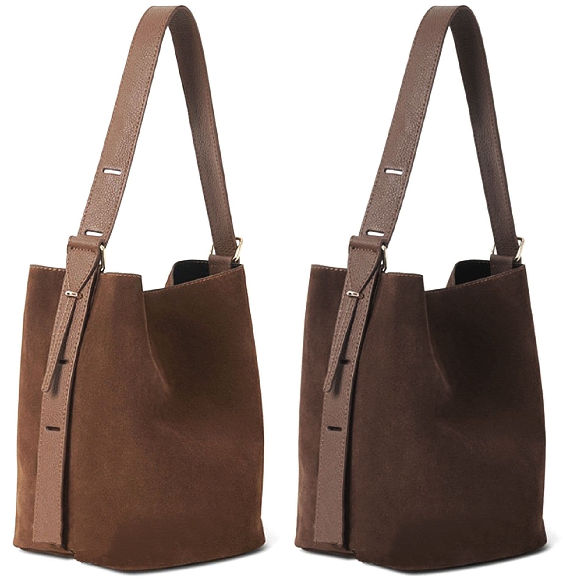 Vera Pelle Suede & Leather Shoulder Slouch Bag Italian Wide Leather Adjustable Strap Med -Lg