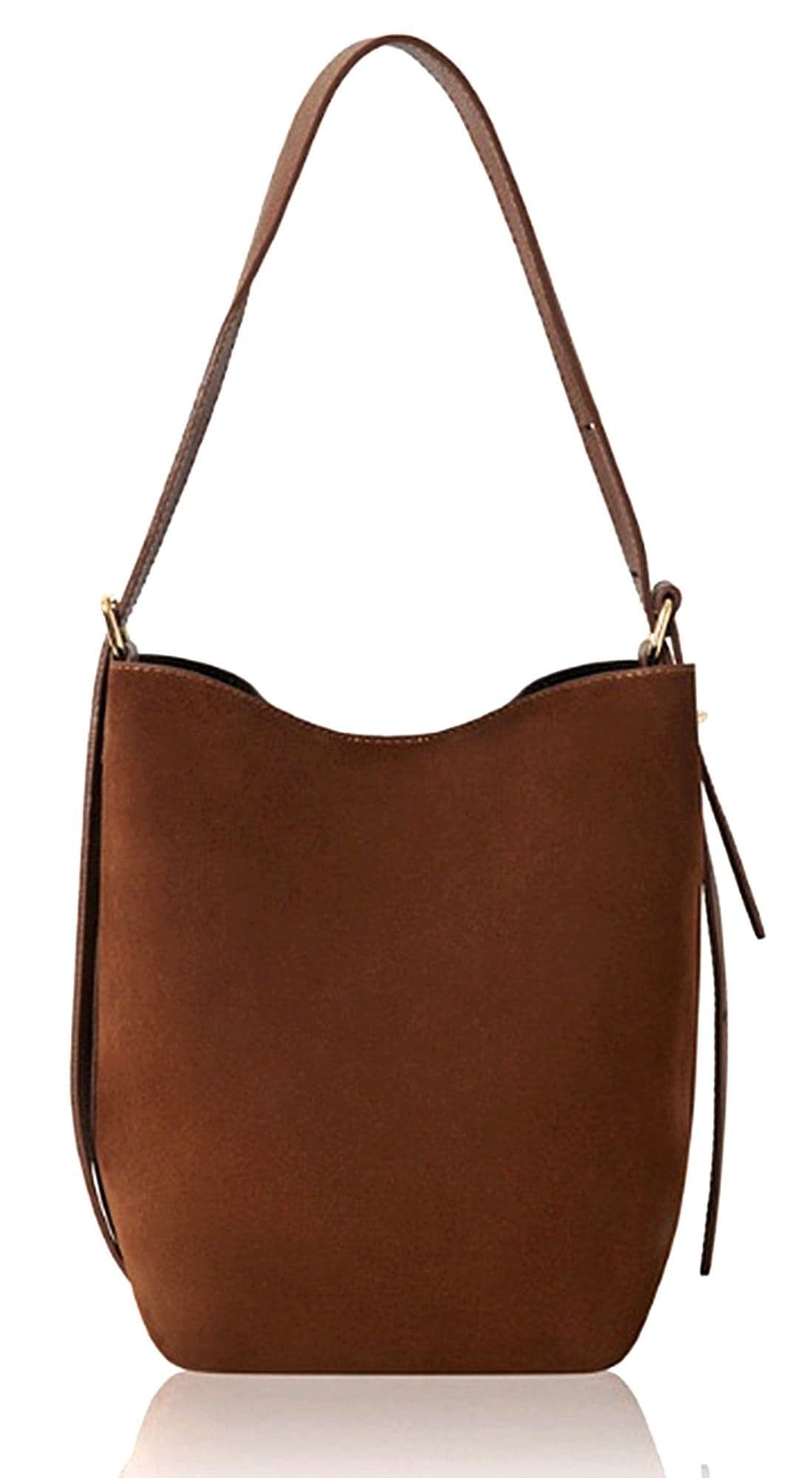 Vera Pelle Suede & Leather Shoulder Slouch Bag Italian Wide Leather Adjustable Strap Med -Lg