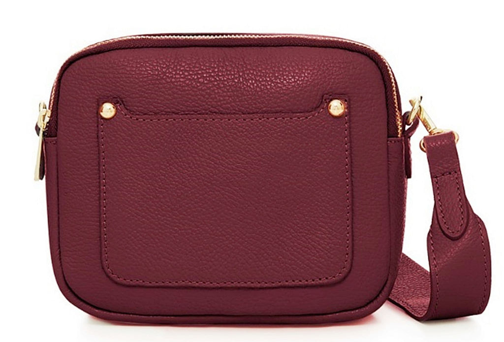 Vera Pelle Wide Strap Leather Camera Bag Double Compartments & Zips Shoulder Bag (Darker Cols)