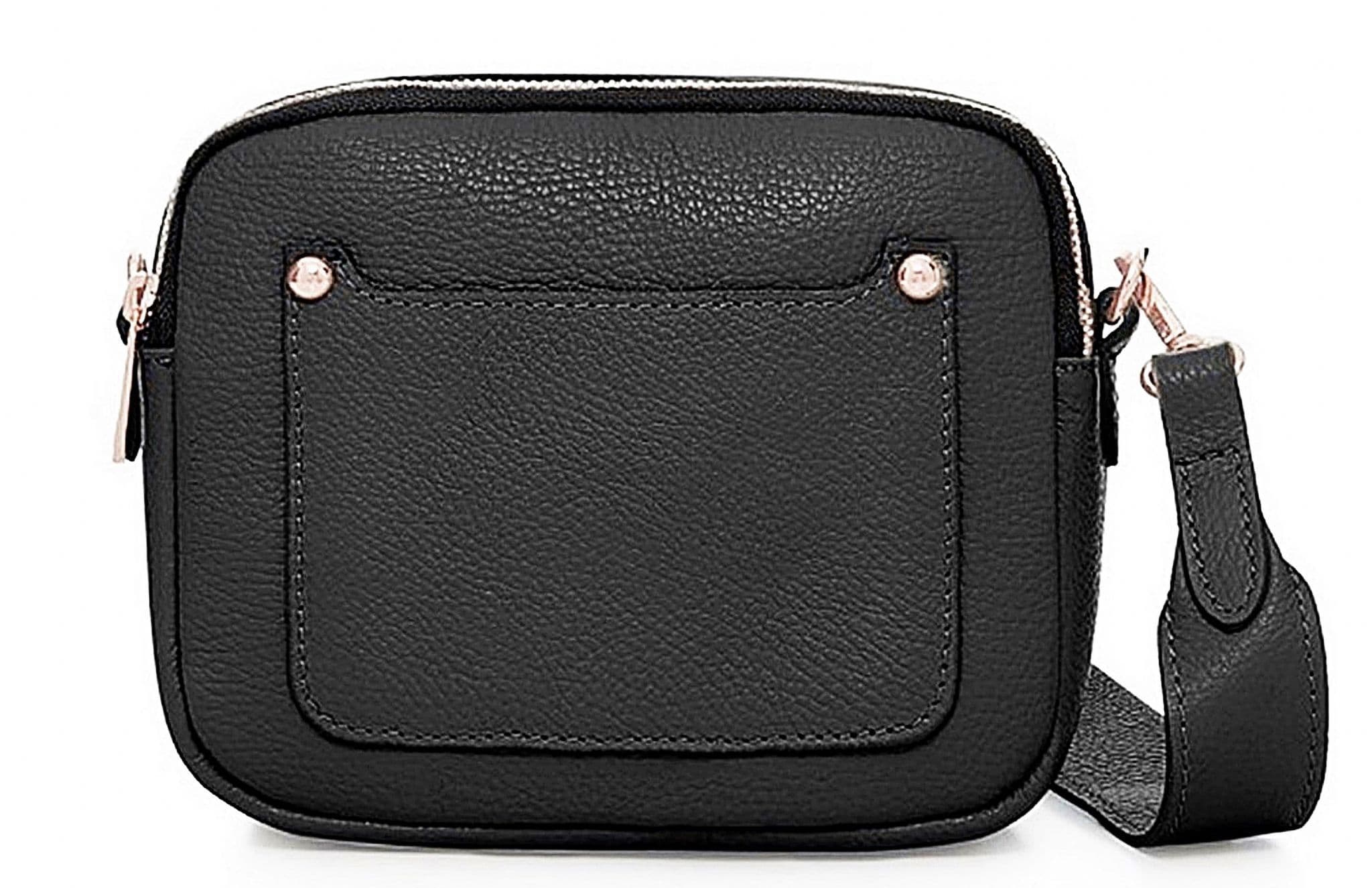 Vera Pelle Wide Strap Leather Camera Bag Double Compartments & Zips Shoulder Bag (Darker Cols)