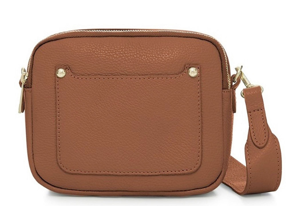 Vera Pelle Wide Strap Leather Camera Bag Double Compartments & Zips Shoulder Bag (Darker Cols)