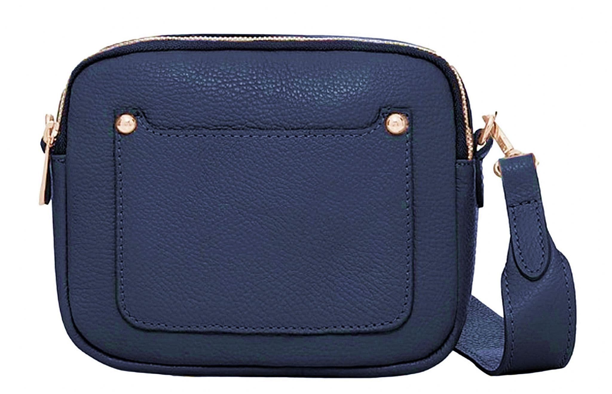 Vera Pelle Wide Strap Leather Camera Bag Double Compartments & Zips Shoulder Bag (Darker Cols)