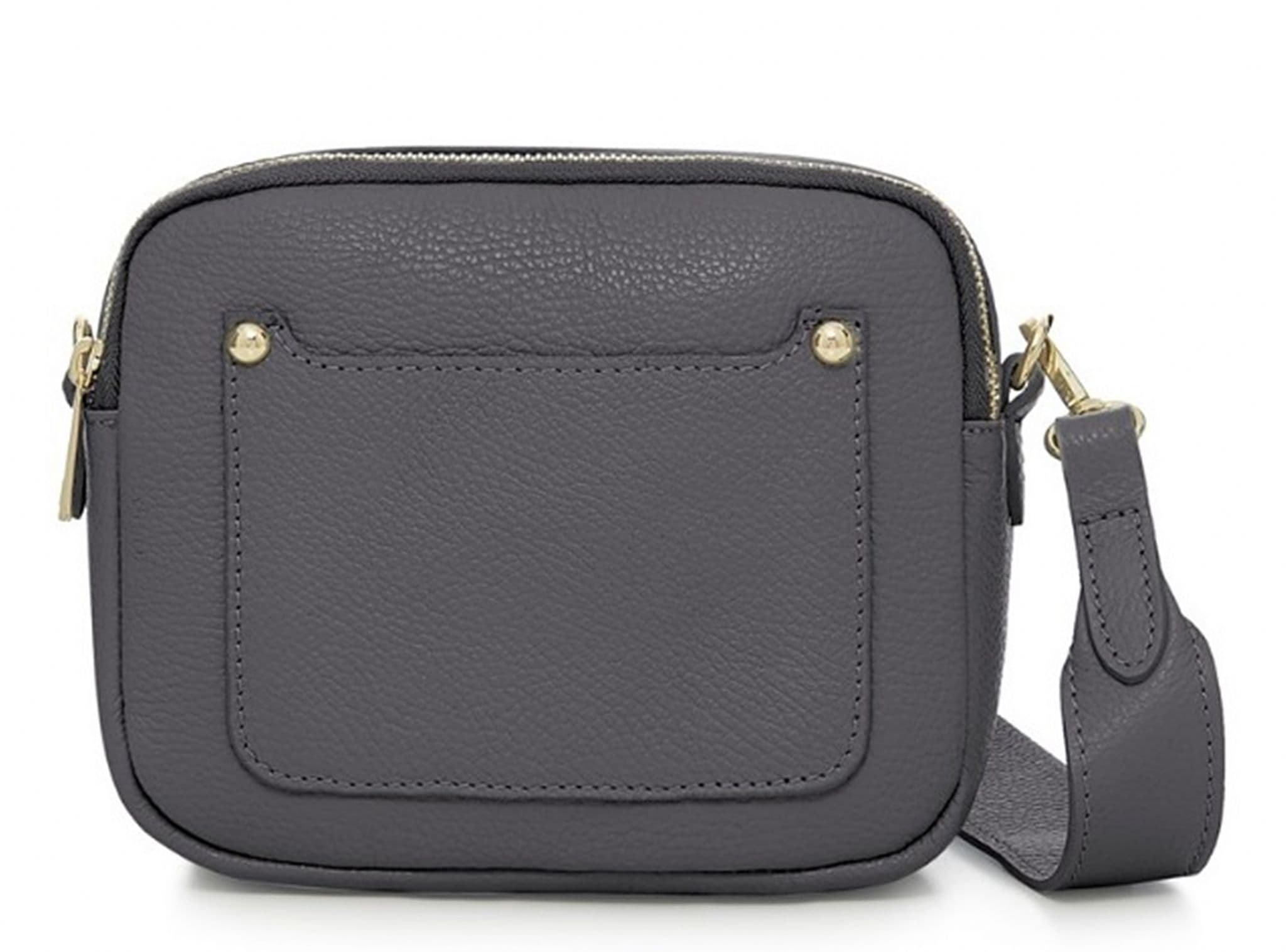 Vera Pelle Wide Strap Leather Camera Bag Double Compartments & Zips Shoulder Bag (Darker Cols)