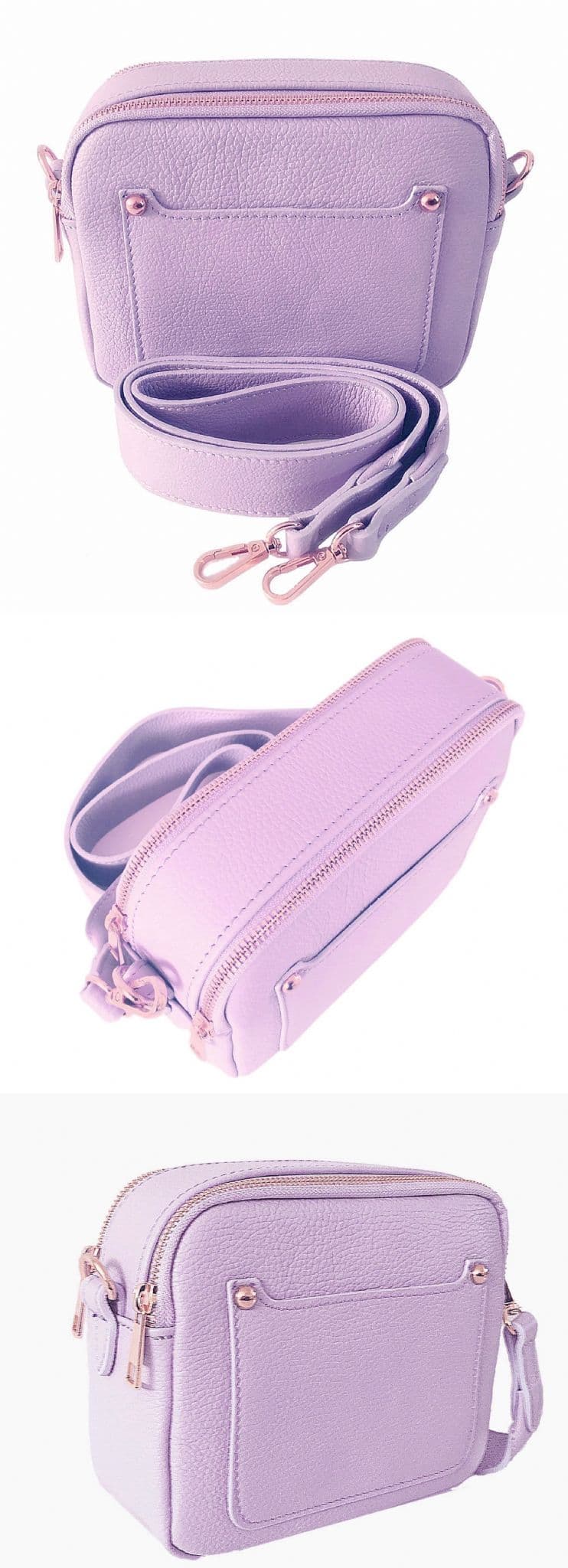 Vera Pelle Wide Strap Leather Camera Bag Double Compartments & Zips Shoulder Bag (Darker Cols)