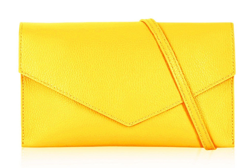 Wide Large Italian Leather Envelope Clutch Bag With Wrist & Crossbody Strap
