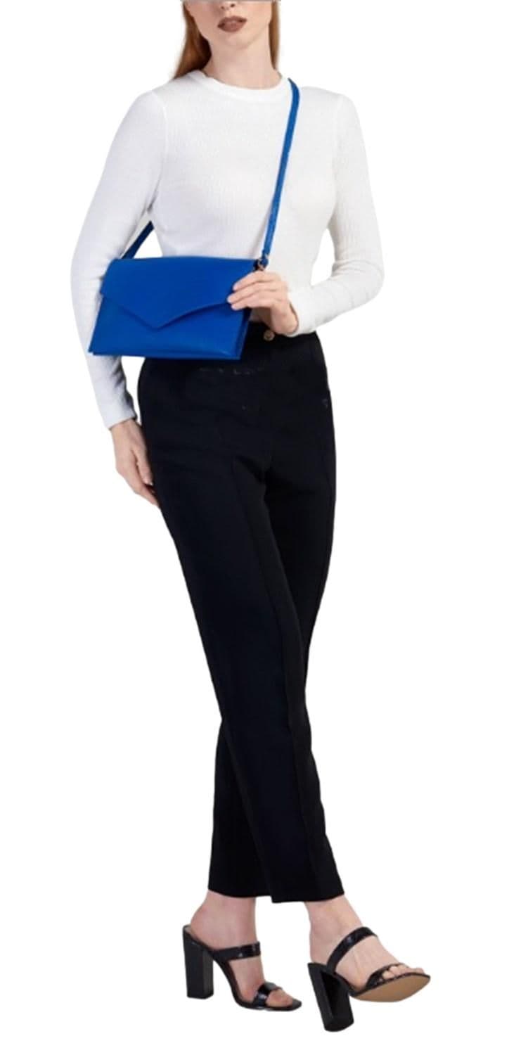 Wide Large Italian Leather Envelope Clutch Bag With Wrist & Crossbody Strap