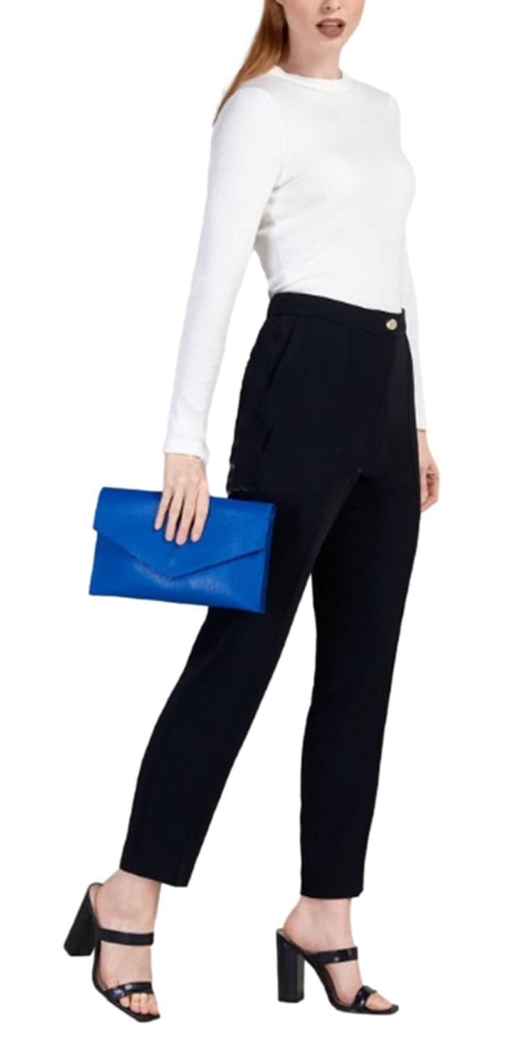 Wide Large Italian Leather Envelope Clutch Bag With Wrist & Crossbody Strap